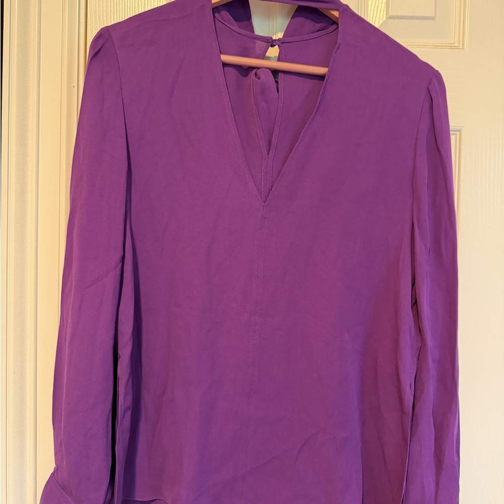 Valentino Purple Silk Tie-Neck Blouse | Size 42 | NWT